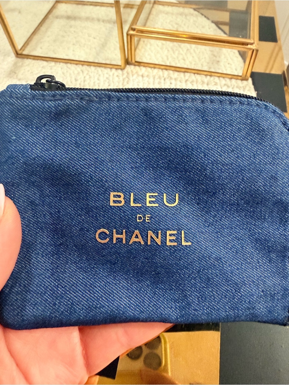 CHANEL Bleu De Chanel Denim Cosmetic Pouch & EDP Mini Gift Set New - Picture 6 of 10